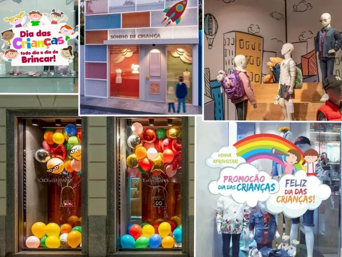 decoração dia das crianças vitrine loja