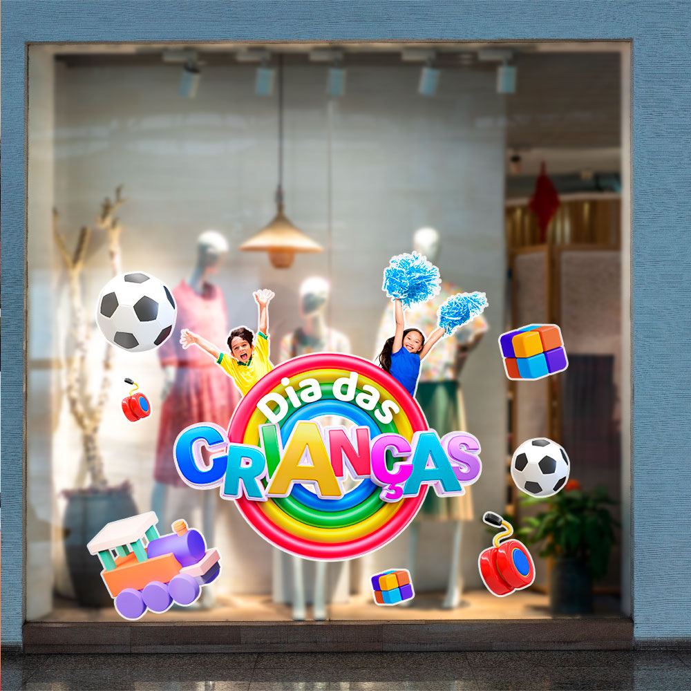 como fazer vitrine dia das crianças com balões