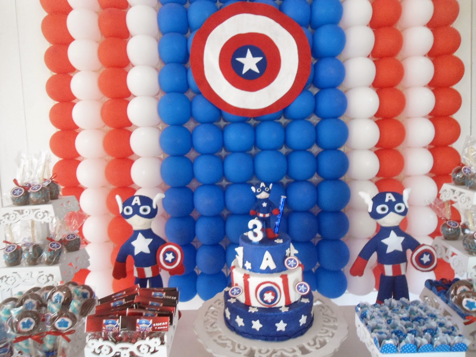 decoração capitão américa com painel