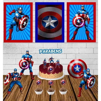 decoração capitão américa com placas metálicas