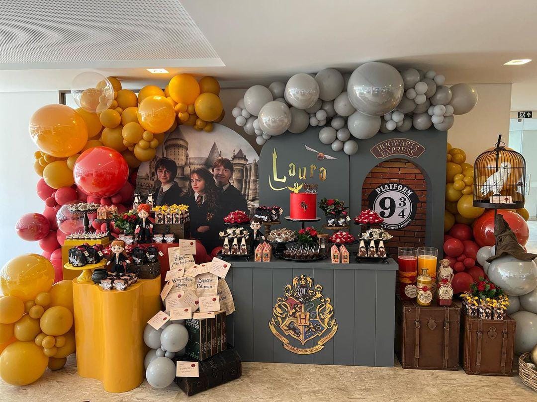 decoração mesa harry potter