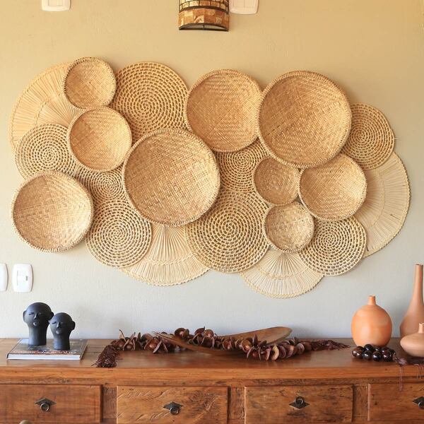 decoração em palha para parede