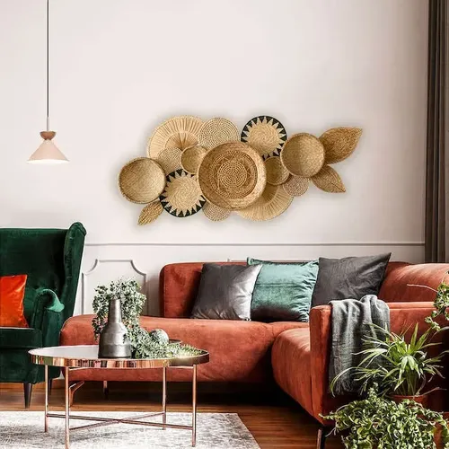 ideias de decoração de parede com palha natural