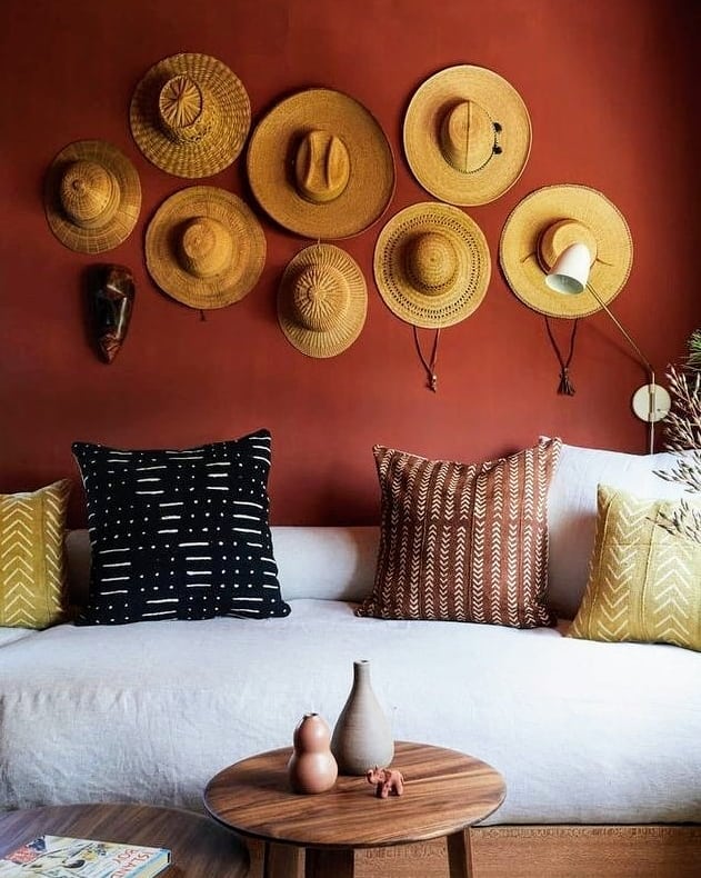 decoração em palha para parede