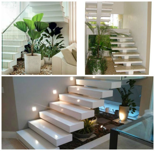 como decorar espaço sob escada com plantas