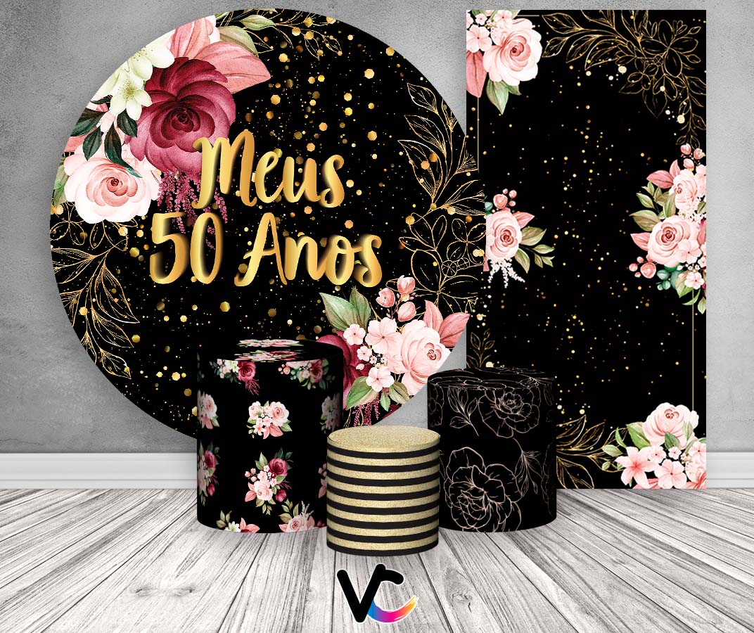mesa de doces 50 anos flores