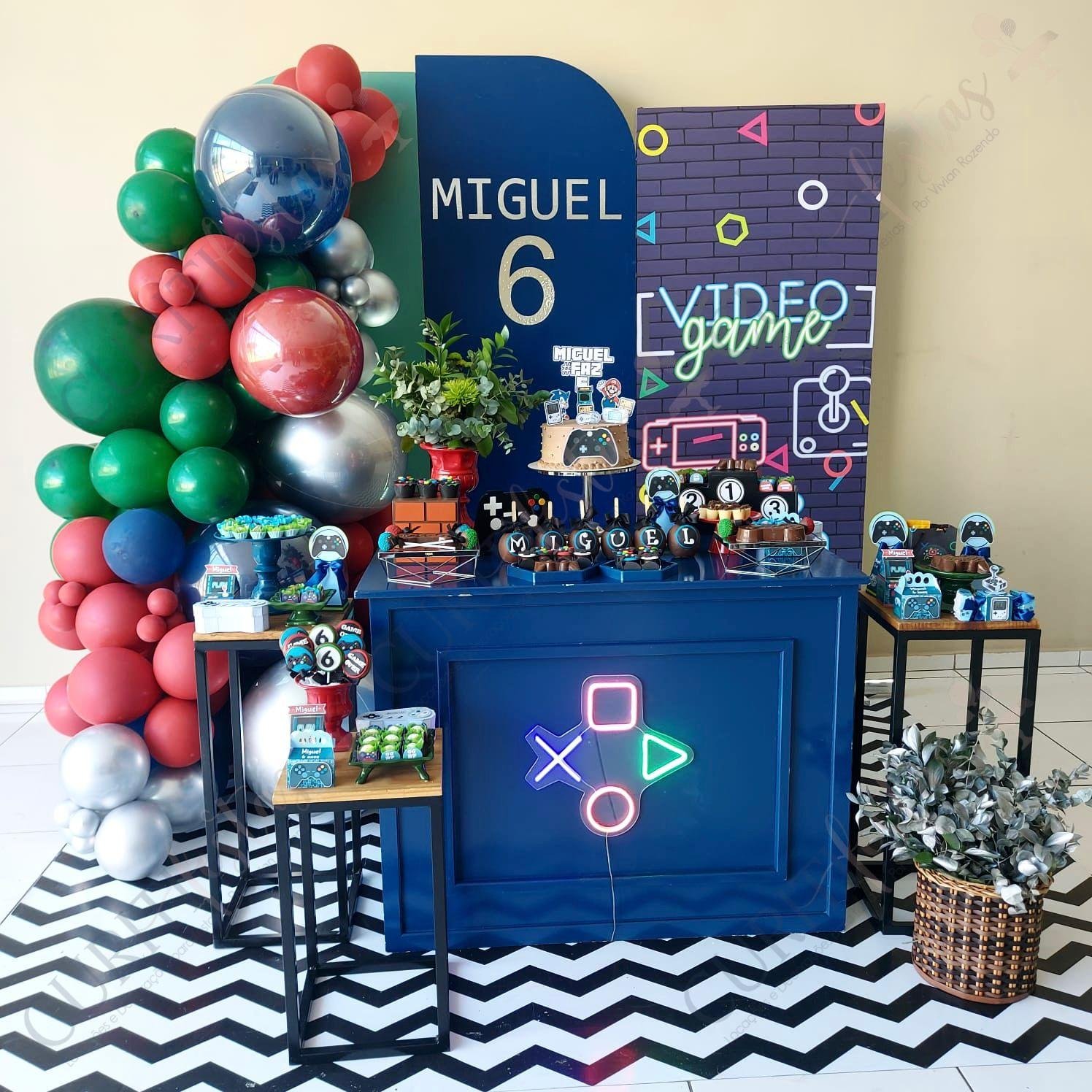 decoração festa gamer