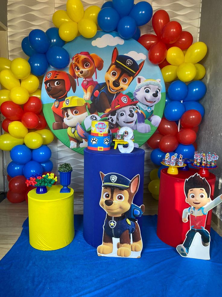 decoração patrulha canina vs tema dinossauro