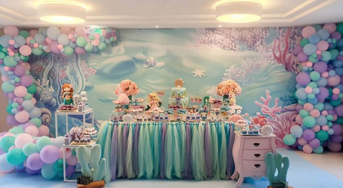 decoração fundo do mar luxo menina vs sereia luxo