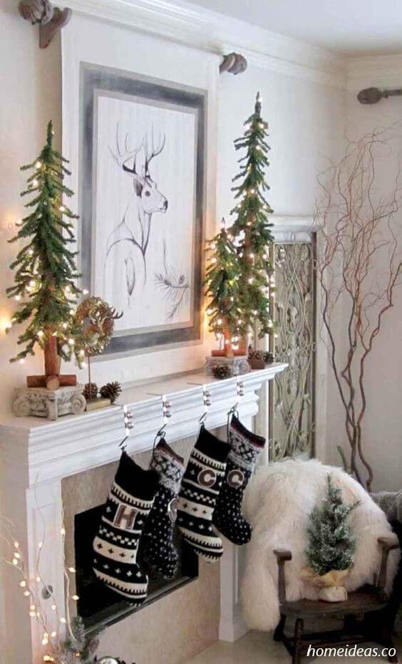 decoração lareira natal moderna