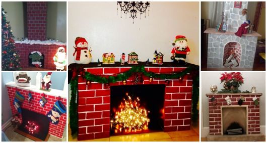 ideias decoração lareira natal