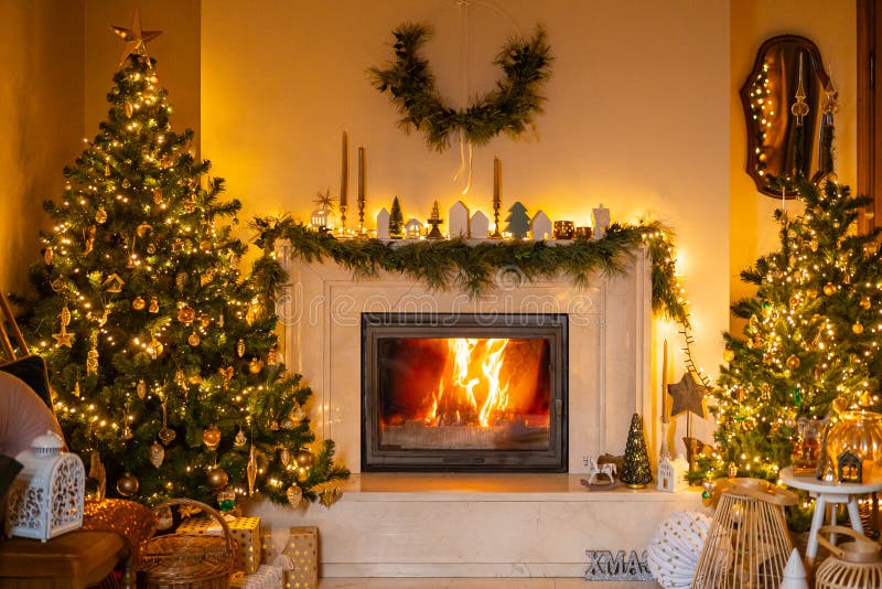 como decorar lareira natal