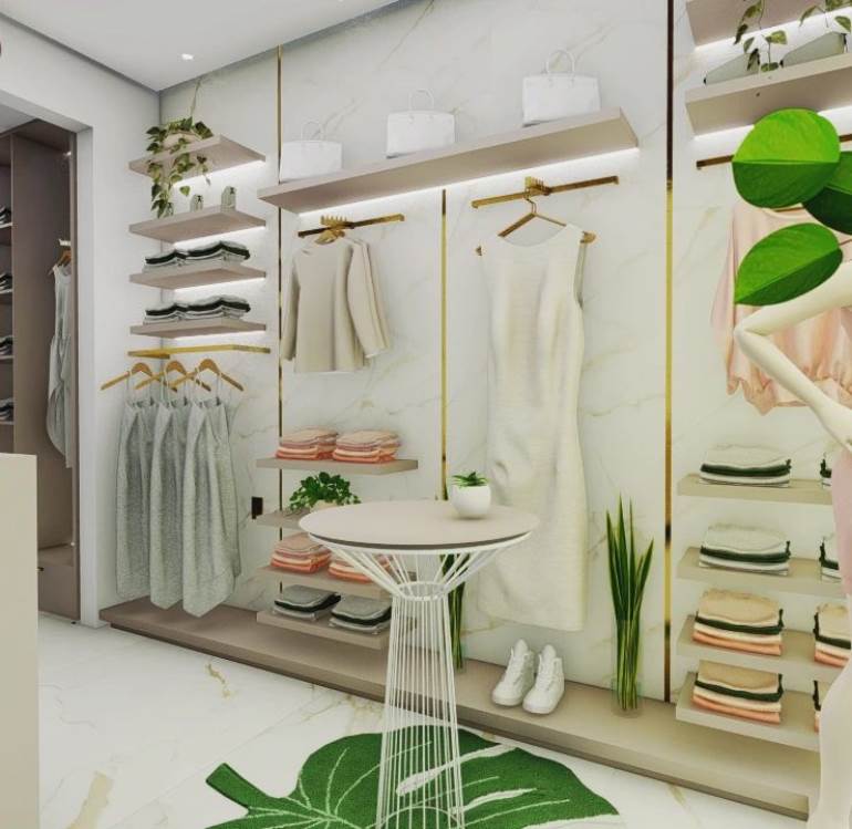 decoração loja de moda intima pequena