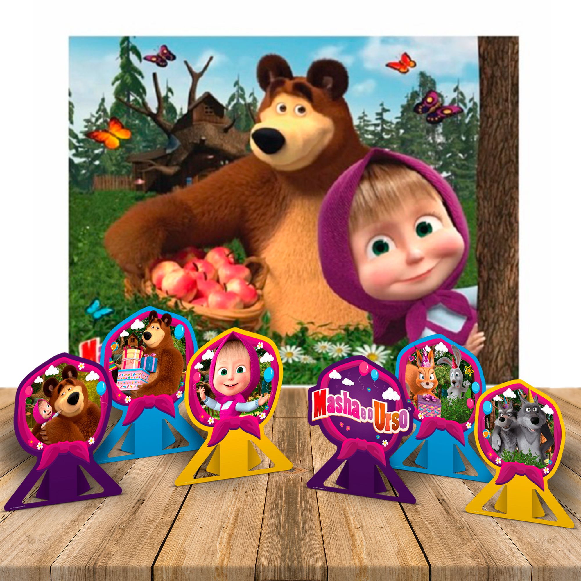 decoração Masha e Urso simples e barata