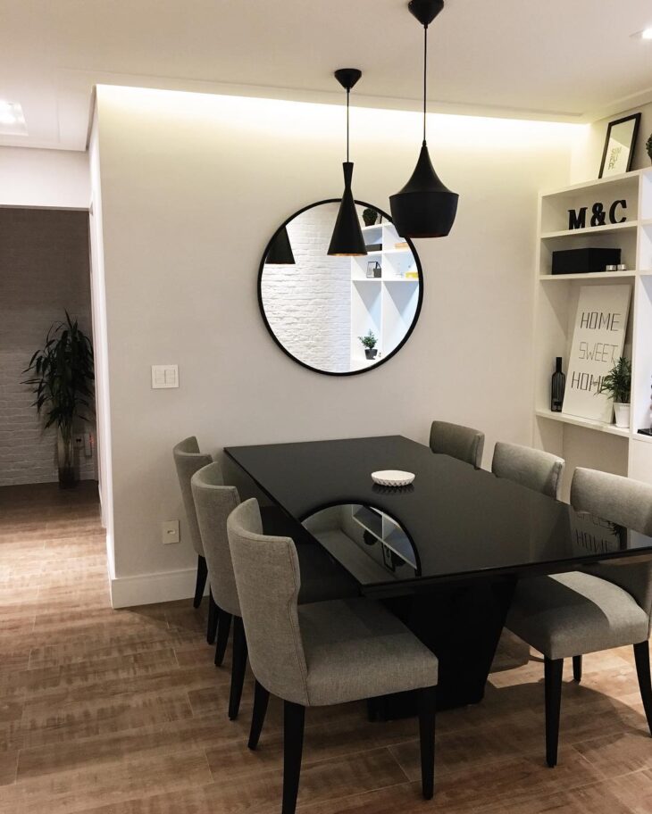 como decorar mesa de jantar preta