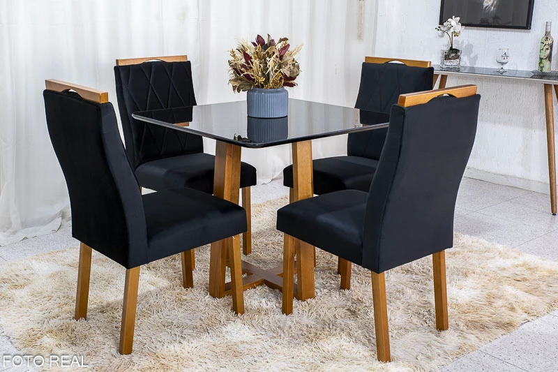 cores que combinam com mesa de jantar preta