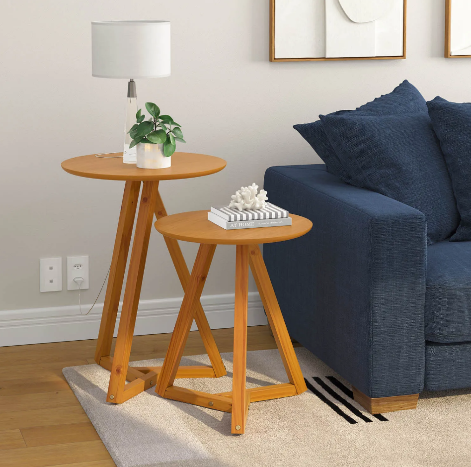mesa lateral redonda pequena para sala de estar