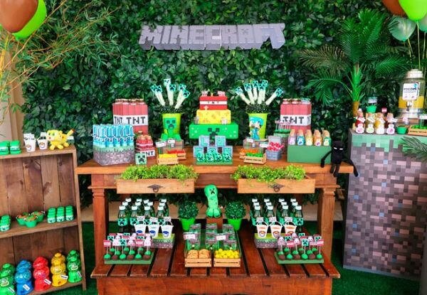 decoração mesa minecraft