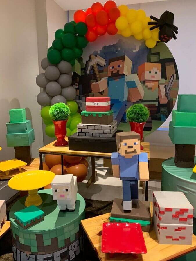 ideias criativas decoração mesa minecraft