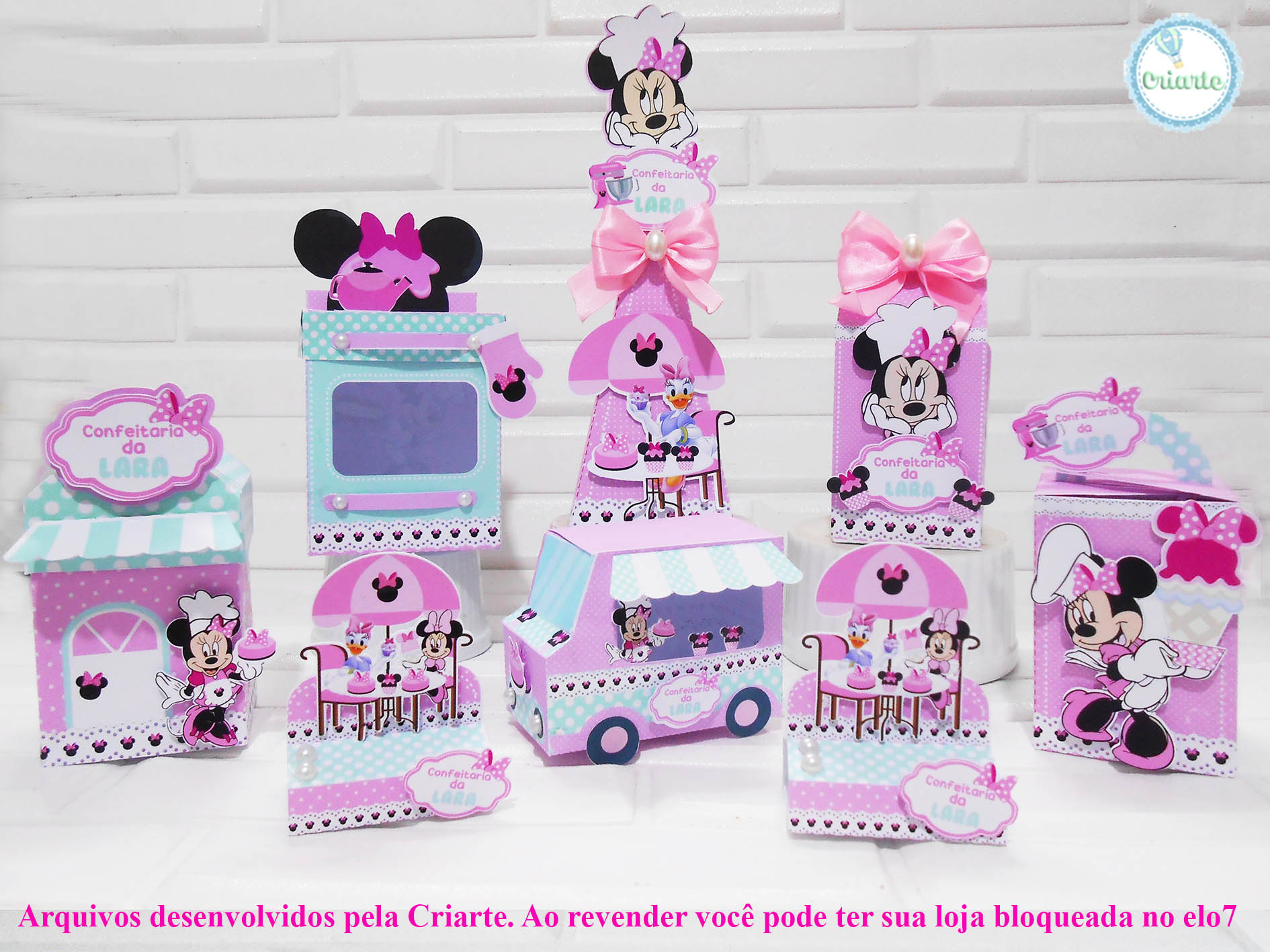 Decoração Minnie Confeiteira Pegue e Monte