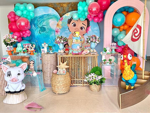 cores para festa moana baby