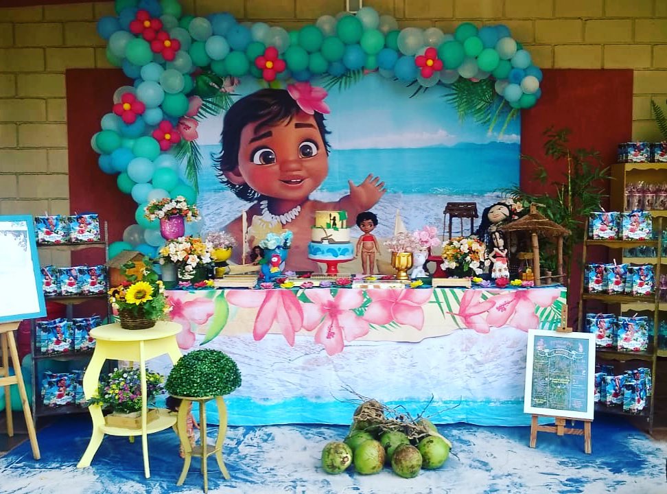 arco de balões moana baby