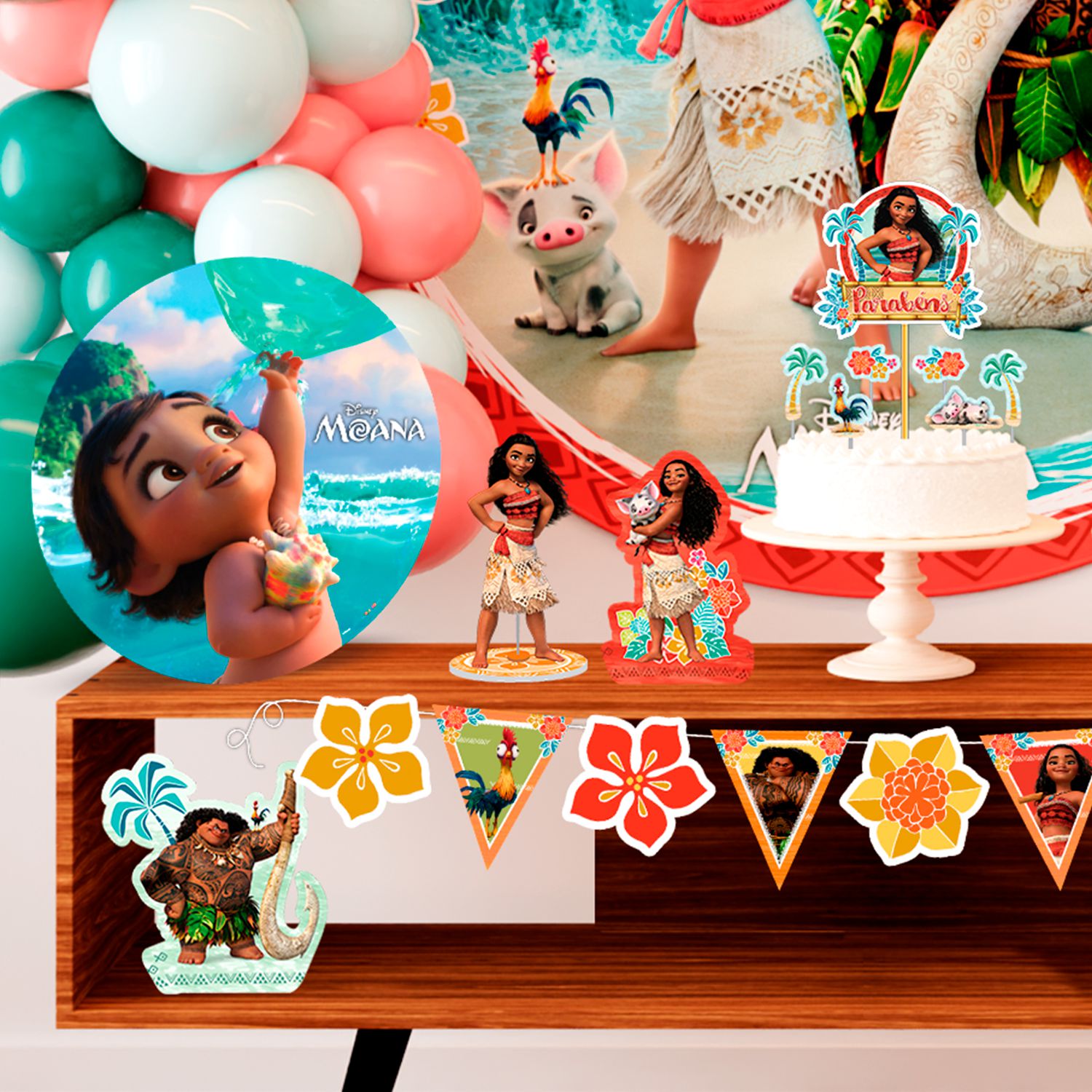 kit festa moana baby completo