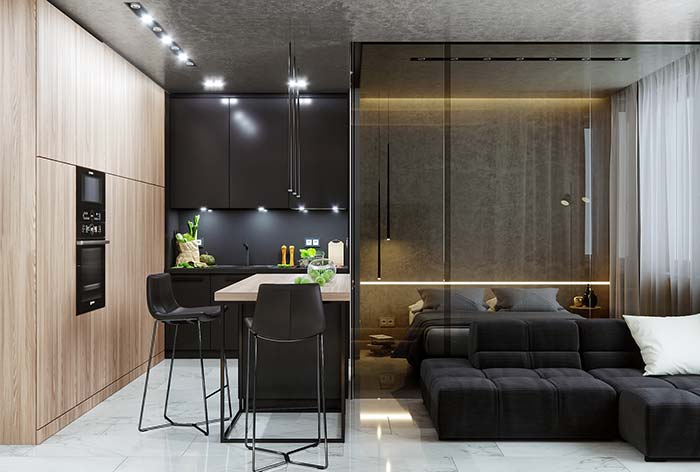 decoração moderna apartamento pequeno vs grande