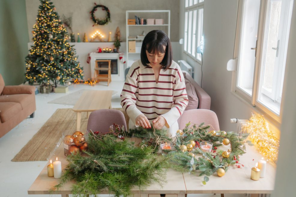 decoração de mesa de natal simples