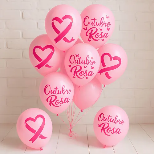 decoração outubro rosa com balões