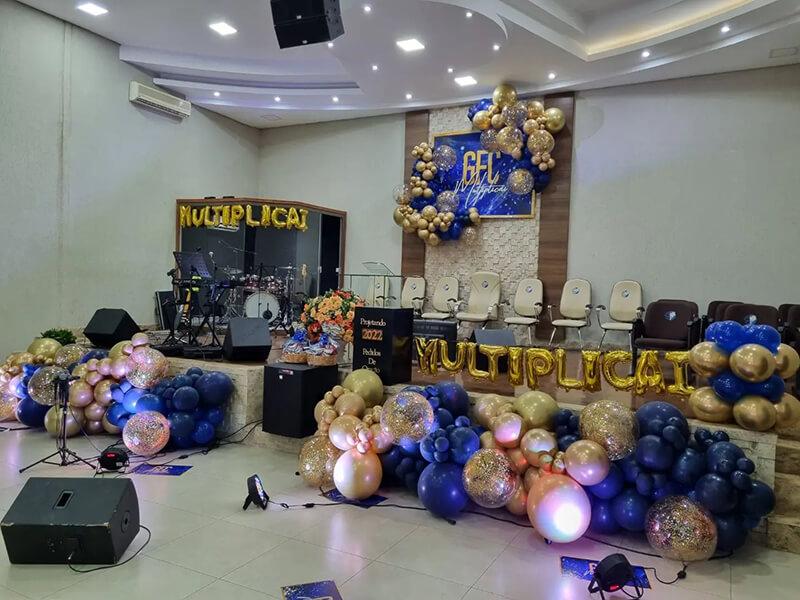 painel de balões para igreja evangélica