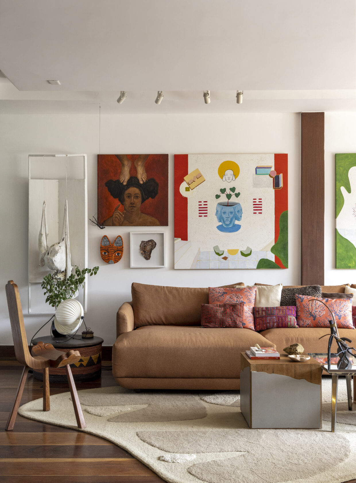 decoração de parede sala com plantas
