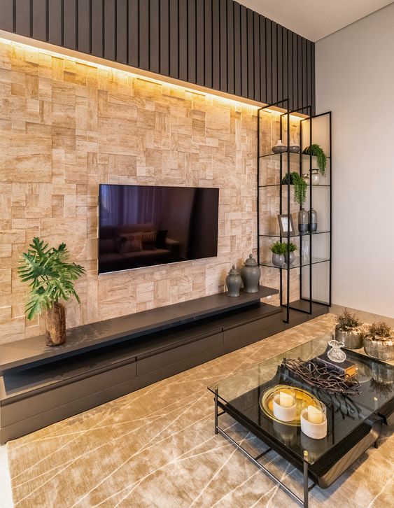 decoração de parede sala minimalista