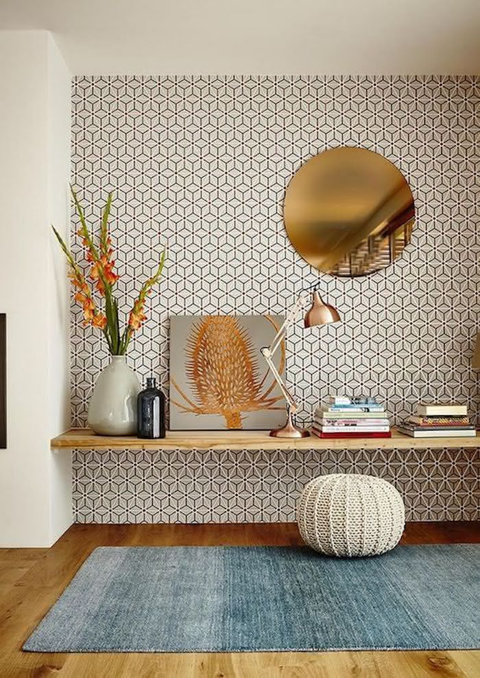 decoração de parede sala com espelho