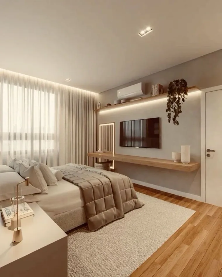 decoração quarto casal minimalista