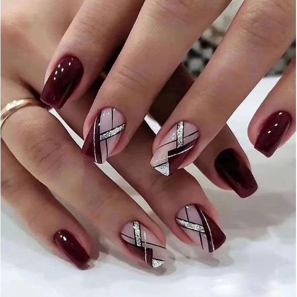 unha de gel decorada bege