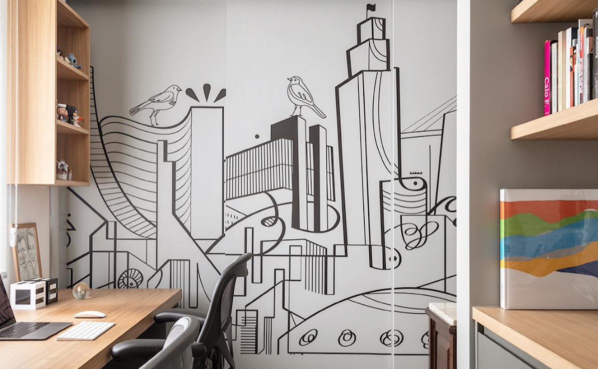 decoração parede escritório criativo