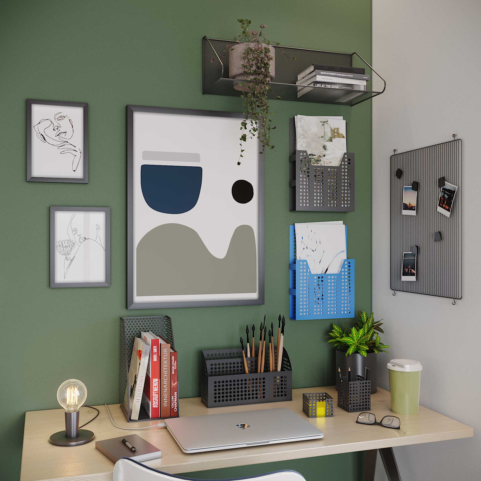 escritório moderno decoração parede