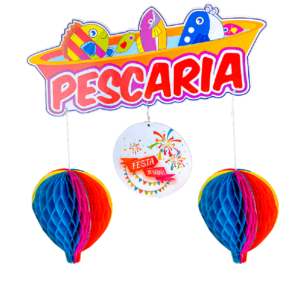 Montagem de pescaria junina em casa
