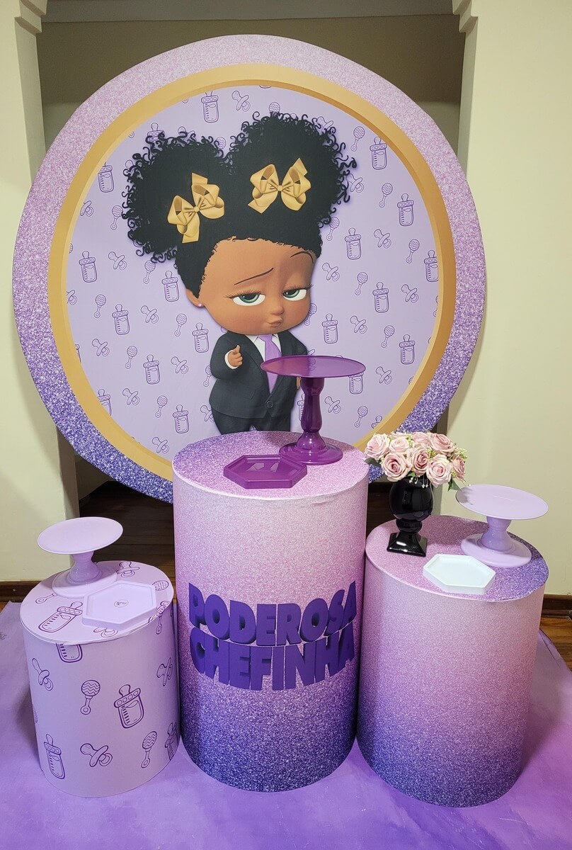 decoração poderosa chefinha rosa dourado preto