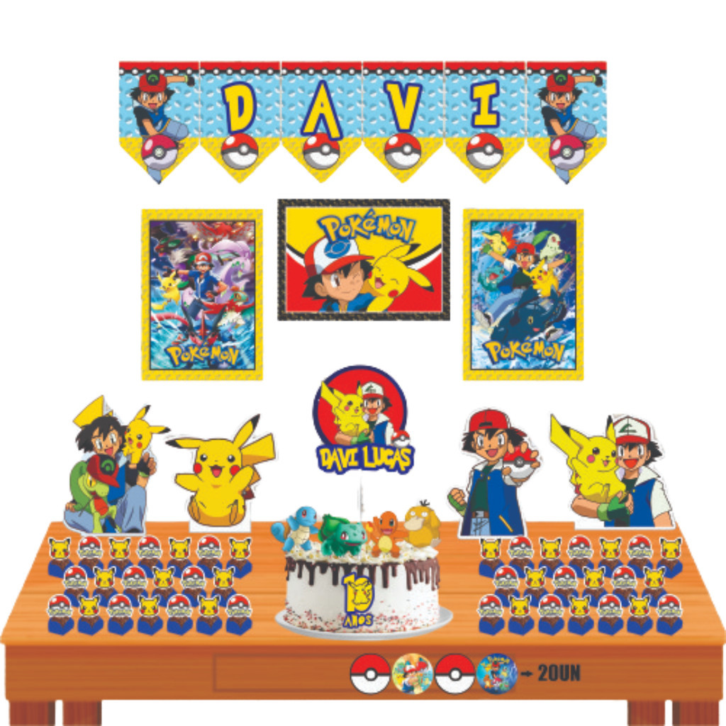 decoração pokémon com pelúcias