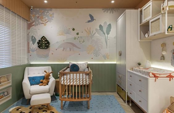 quartos de bebê com tema de aventura suave