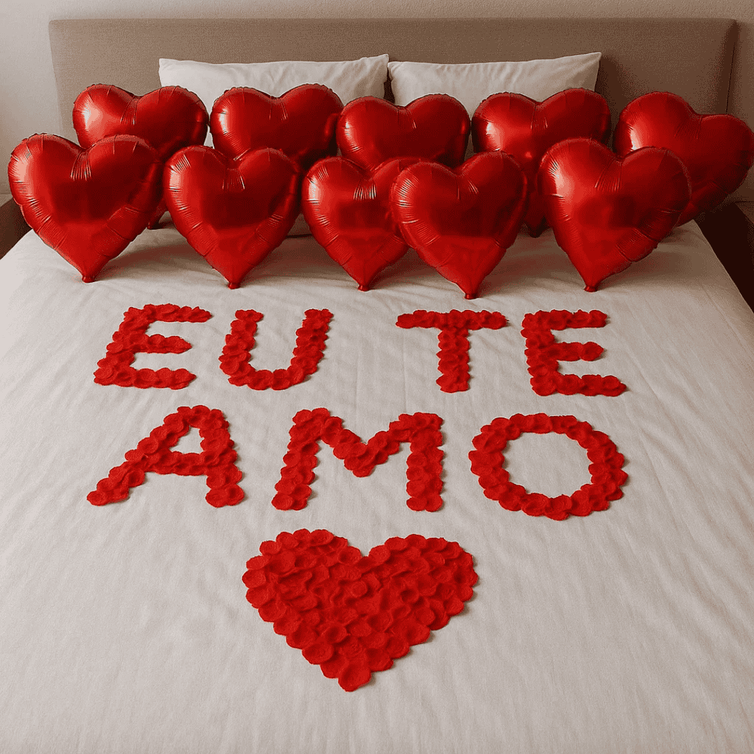 decoração quarto dia dos namorados com luzes