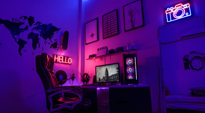 quarto gamer com duas camas