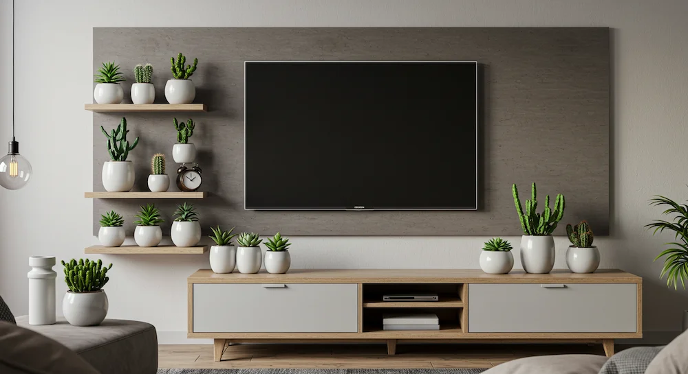10 ideias criativas decoração rack sala pequena plantas