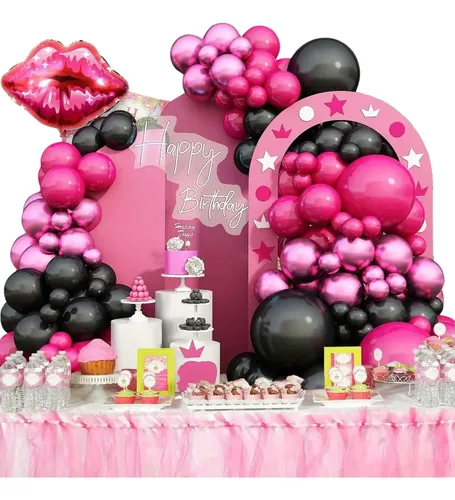 decoração rosa e preto para 18 anos