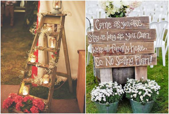 decoração de casamento rústico vs boho