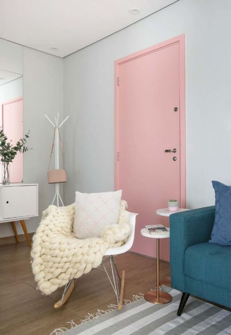 como usar rosa millennial na decoração da sala de estar