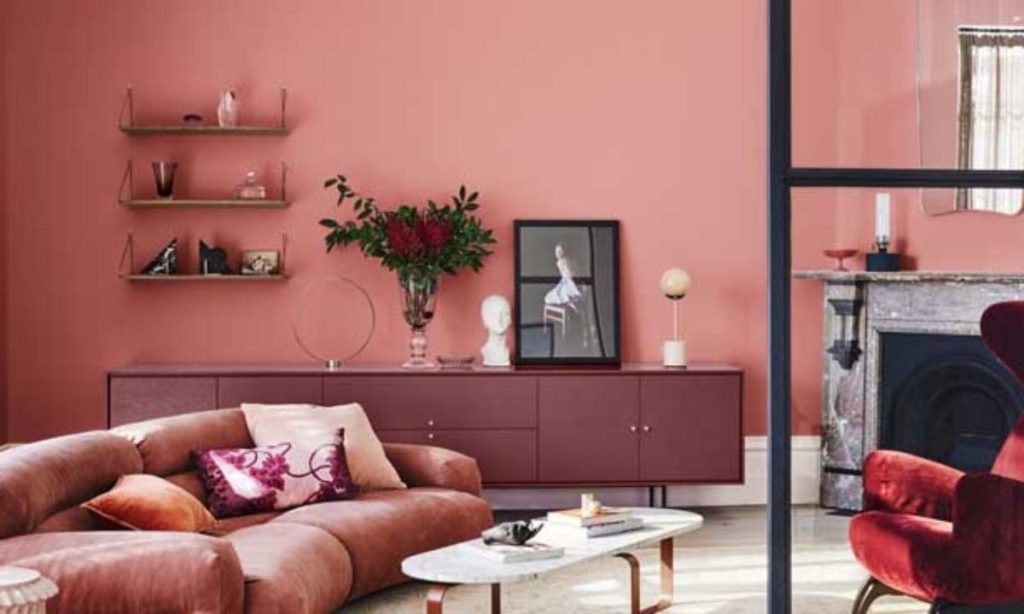 como usar rosa millennial na decoração da sala de estar