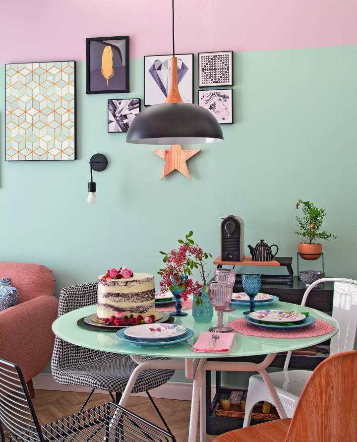 ideias de decoração sala rosa simples e bonita